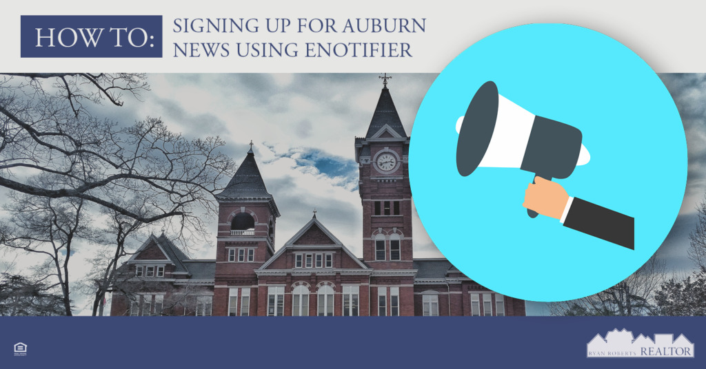 signing up for Auburn news using eNotifier