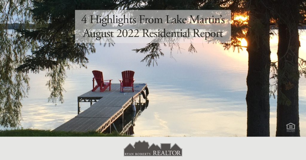 highlights from Lake Martin's August 2022 Residential Report